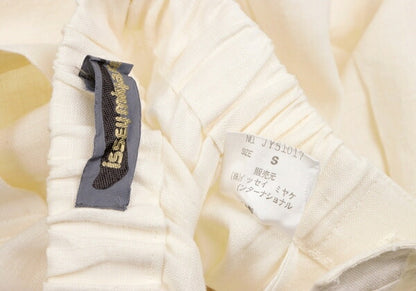 ISSEY MIYAKE Covered Button Pleated Linen Skirt White Size S
