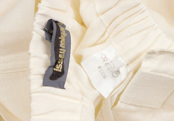ISSEY MIYAKE Covered Button Pleated Linen Skirt White Size S