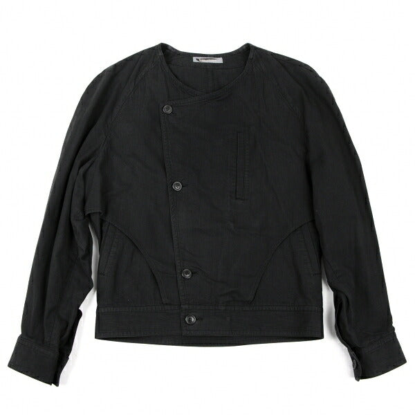 ISSEY MIYAKEMEN Black Cotton Collarless Jacket Size M