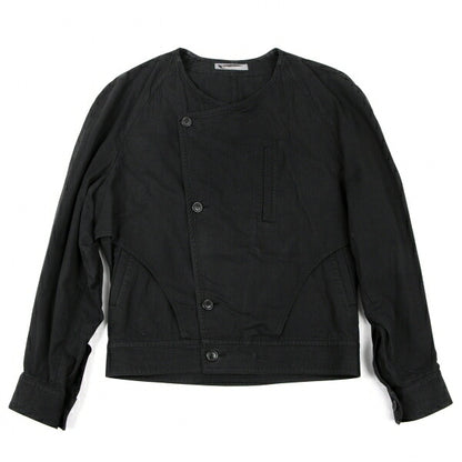 ISSEY MIYAKEMEN Black Cotton Collarless Jacket Size M