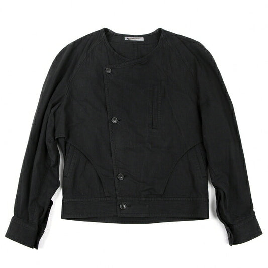 ISSEY MIYAKEMEN Black Cotton Collarless Jacket Size M