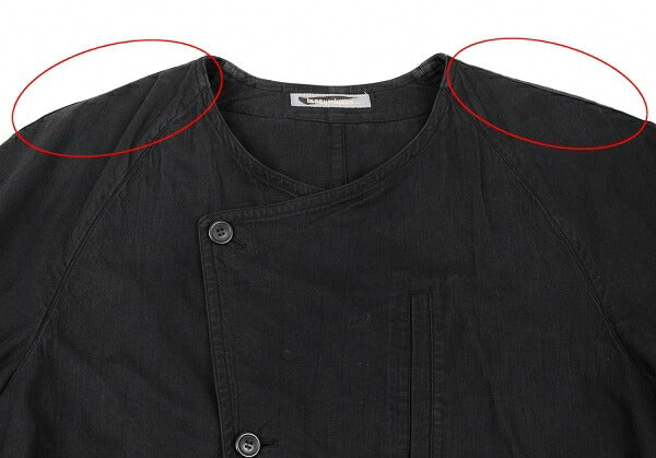ISSEY MIYAKEMEN Black Cotton Collarless Jacket Size M