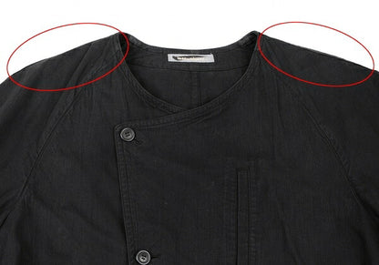ISSEY MIYAKEMEN Black Cotton Collarless Jacket Size M