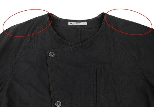 ISSEY MIYAKEMEN Black Cotton Collarless Jacket Size M