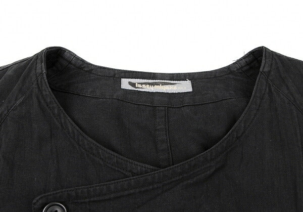 ISSEY MIYAKEMEN Black Cotton Collarless Jacket Size M