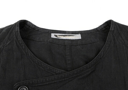 ISSEY MIYAKEMEN Black Cotton Collarless Jacket Size M