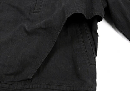 ISSEY MIYAKEMEN Black Cotton Collarless Jacket Size M