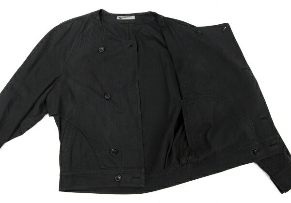 ISSEY MIYAKEMEN Black Cotton Collarless Jacket Size M