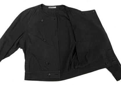 ISSEY MIYAKEMEN Black Cotton Collarless Jacket Size M
