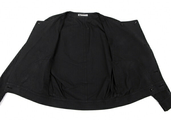 ISSEY MIYAKEMEN Black Cotton Collarless Jacket Size M