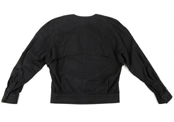 ISSEY MIYAKEMEN Black Cotton Collarless Jacket Size M