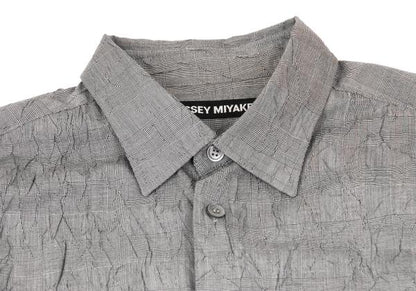 ISSEY MIYAKE MEN Glen Check Wrinkle Pleat Shirt Gray Size 4