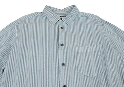 ISSEY MIYAKE MEN Pigment Print Stripe Shirt Blue Size 4