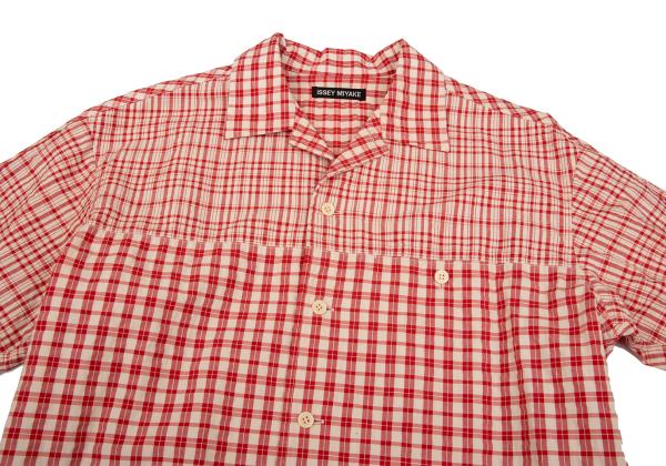 ISSEY MIYAKE MEN Multi Check Panel Shirt Red/Black Size 3