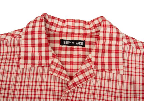 ISSEY MIYAKE MEN Multi Check Panel Shirt Red/Black Size 3