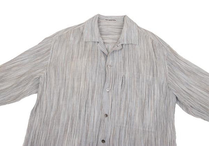 ISSEY MIYAKE MEN Crinkled Stripe Open Shirt Blue Size L