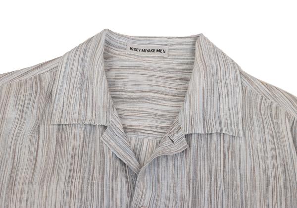 ISSEY MIYAKE MEN Crinkled Stripe Open Shirt Blue Size L