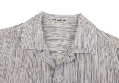 ISSEY MIYAKE MEN Crinkled Stripe Open Shirt Blue Size L
