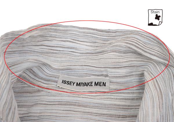 ISSEY MIYAKE MEN Crinkled Stripe Open Shirt Blue Size L