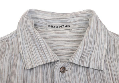 ISSEY MIYAKE MEN Crinkled Stripe Open Shirt Blue Size L