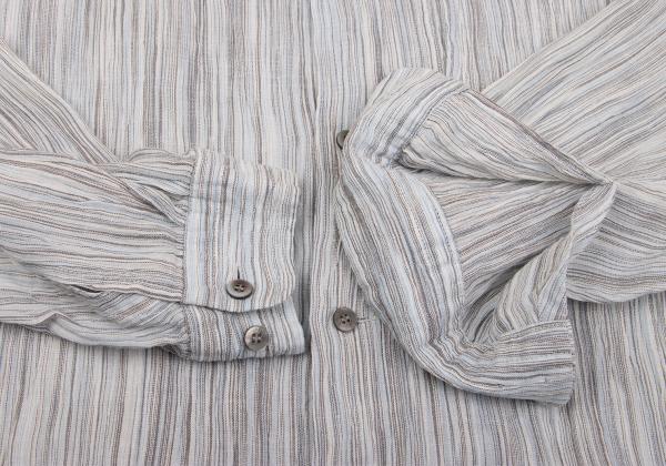 ISSEY MIYAKE MEN Crinkled Stripe Open Shirt Blue Size L