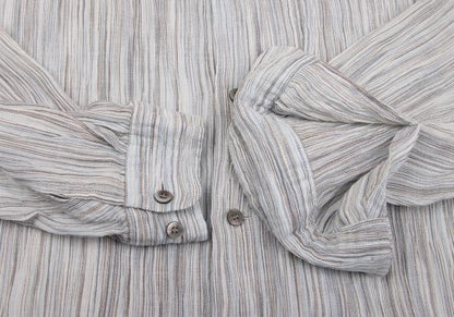 ISSEY MIYAKE MEN Crinkled Stripe Open Shirt Blue Size L
