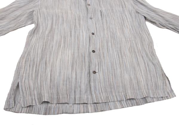 ISSEY MIYAKE MEN Crinkled Stripe Open Shirt Blue Size L