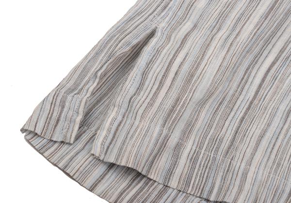 ISSEY MIYAKE MEN Crinkled Stripe Open Shirt Blue Size L