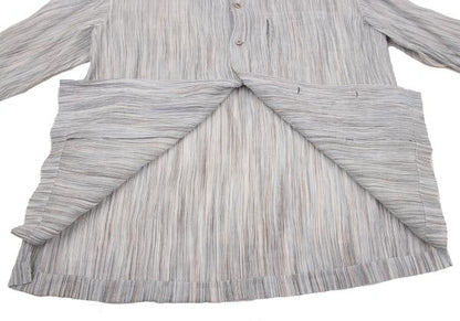 ISSEY MIYAKE MEN Crinkled Stripe Open Shirt Blue Size L