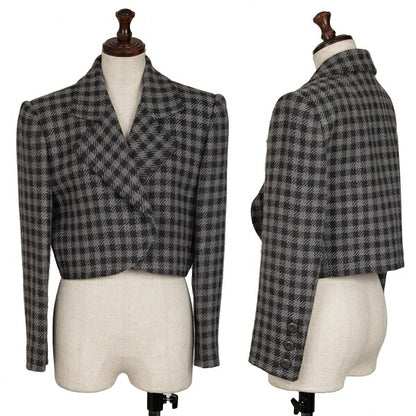 GIVENCHY Wool Check Buttonless Short Jacket Gray Size 8