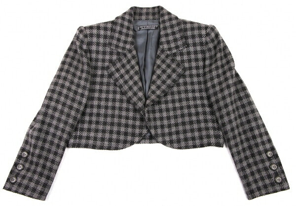 GIVENCHY Wool Check Buttonless Short Jacket Gray Size 8
