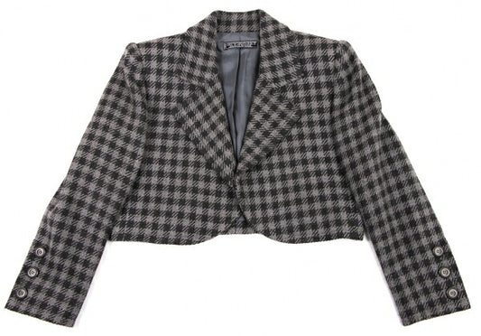 GIVENCHY Wool Check Buttonless Short Jacket Gray Size 8
