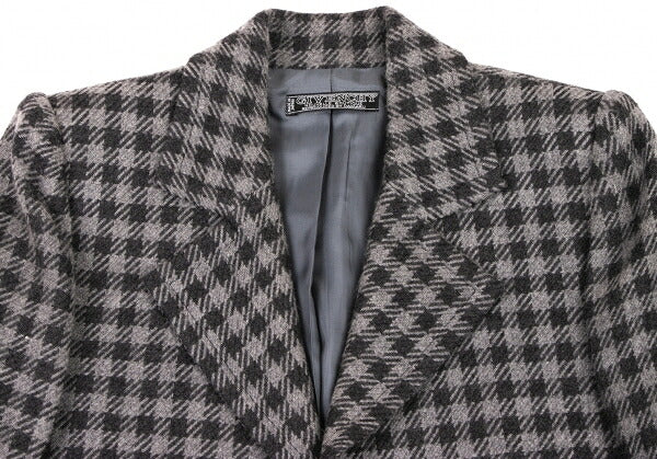 GIVENCHY Wool Check Buttonless Short Jacket Gray Size 8