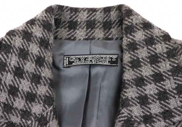 GIVENCHY Wool Check Buttonless Short Jacket Gray Size 8
