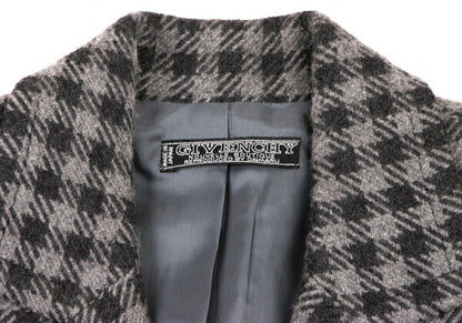 GIVENCHY Wool Check Buttonless Short Jacket Gray Size 8