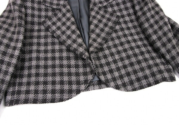 GIVENCHY Wool Check Buttonless Short Jacket Gray Size 8