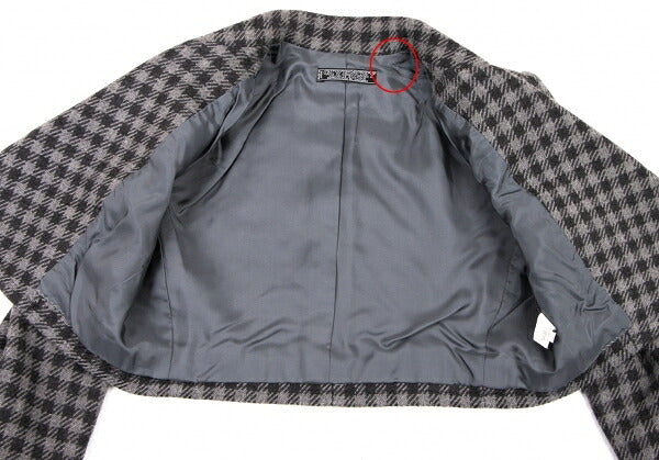 GIVENCHY Wool Check Buttonless Short Jacket Gray Size 8
