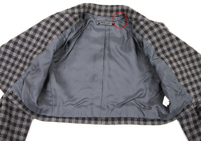 GIVENCHY Wool Check Buttonless Short Jacket Gray Size 8