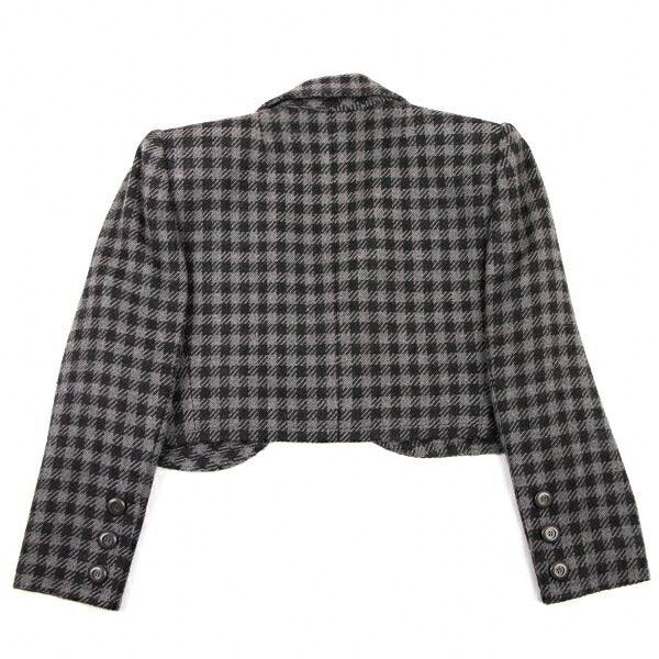 GIVENCHY Wool Check Buttonless Short Jacket Gray Size 8