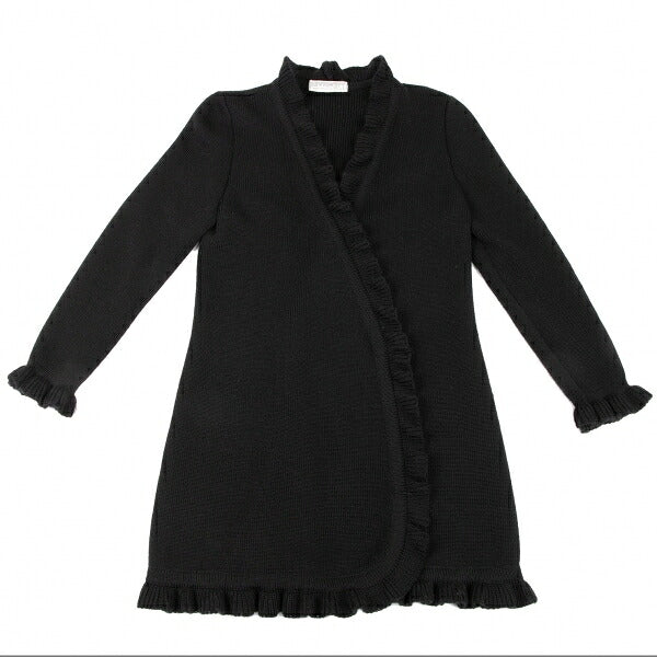 GIVENCHY Wool Ruffle Long Cardigan Black Size M