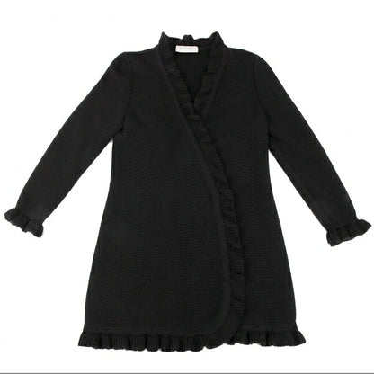 GIVENCHY Wool Ruffle Long Cardigan Black Size M