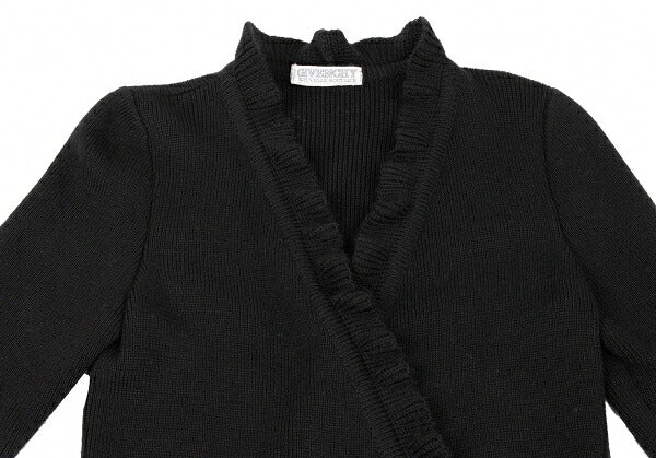 GIVENCHY Wool Ruffle Long Cardigan Black Size M