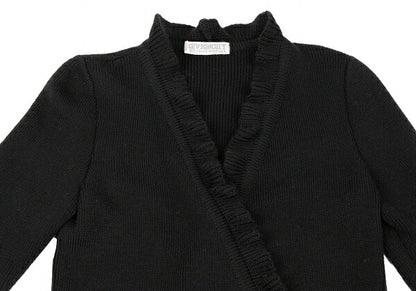 GIVENCHY Wool Ruffle Long Cardigan Black Size M