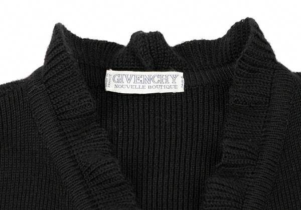 GIVENCHY Wool Ruffle Long Cardigan Black Size M