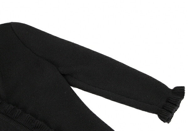 GIVENCHY Wool Ruffle Long Cardigan Black Size M