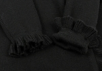 GIVENCHY Wool Ruffle Long Cardigan Black Size M
