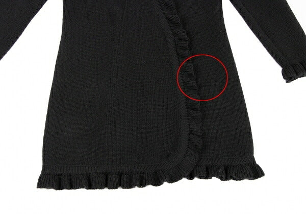 GIVENCHY Wool Ruffle Long Cardigan Black Size M