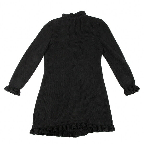 GIVENCHY Wool Ruffle Long Cardigan Black Size M