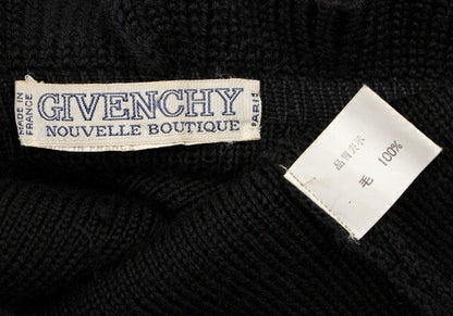 GIVENCHY Wool Ruffle Long Cardigan Black Size M