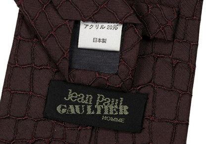 Jean Paul GAULTIER HOMME Crocodile Pattern Weave Tie Red